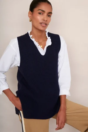 WYSE London Knitwear-Adeline Merino Tank - Midnight