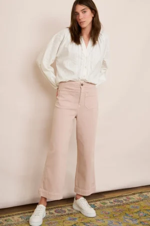 WYSE London Jeans-Allie Flare Cropped Jean - Dusky Pink