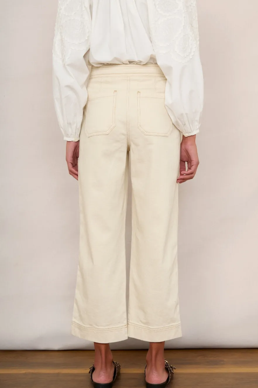 WYSE London Jeans-Allie Flare Cropped Jean - Ecru
