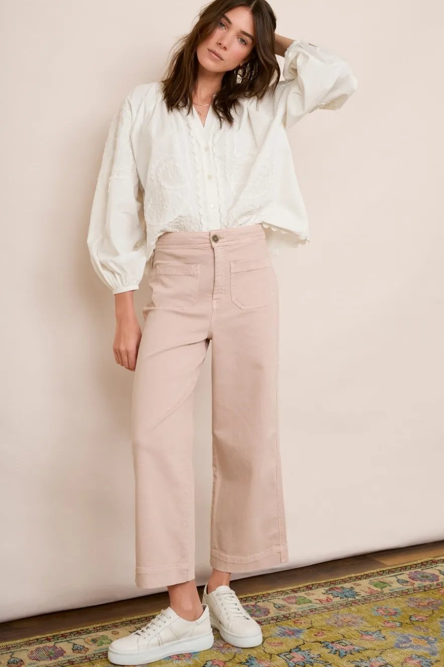 WYSE London Holiday-Allie Flare Cropped Jean - Dusky Pink