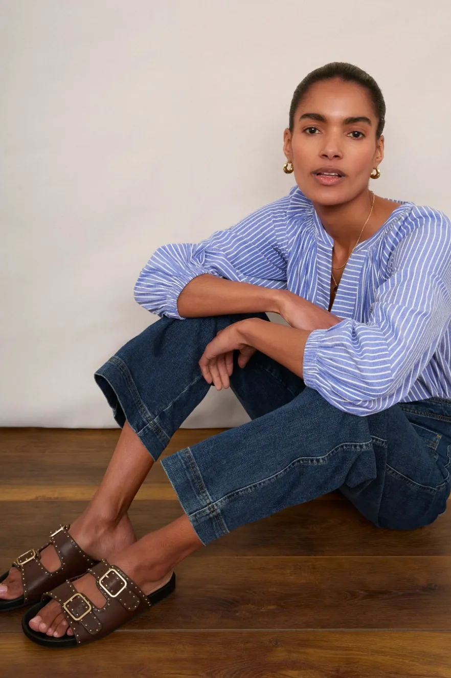 WYSE London Jeans-Allie Flare Cropped Jean - Rinse Wash