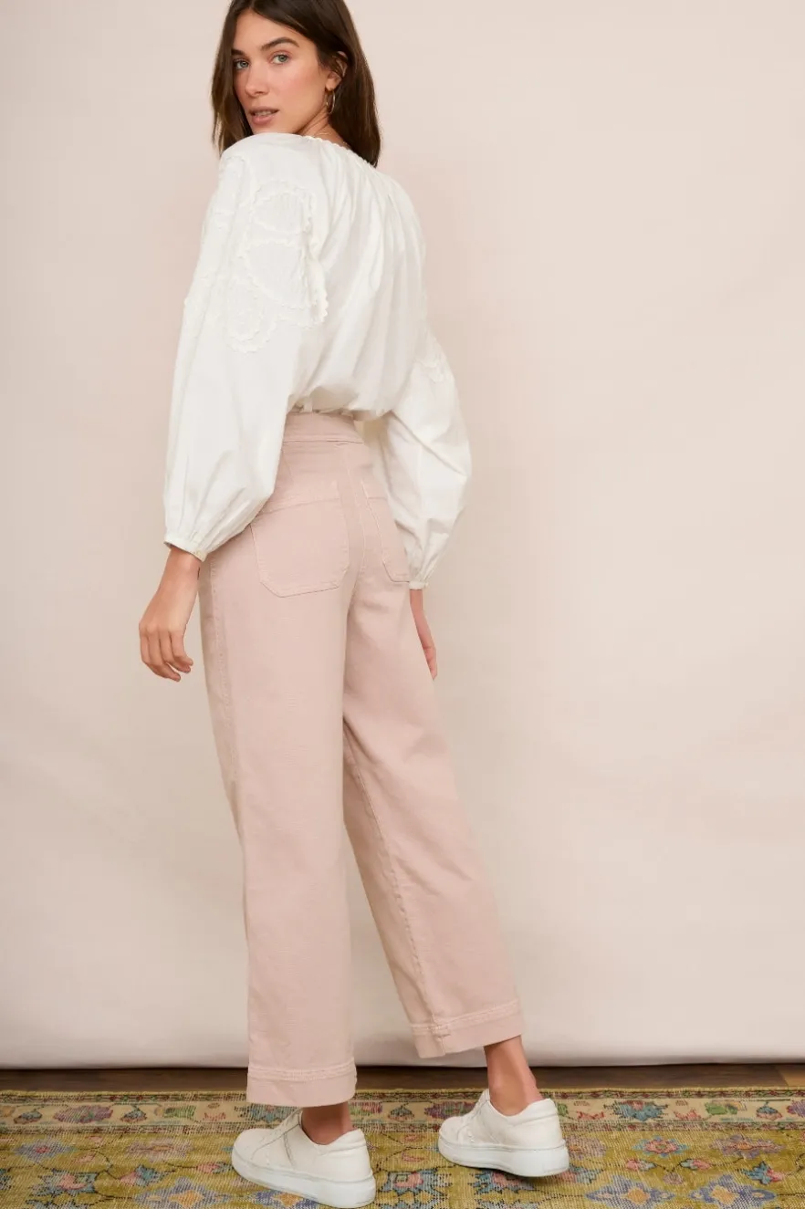 WYSE London Jeans-Allie Flare Cropped Jean - Dusky Pink