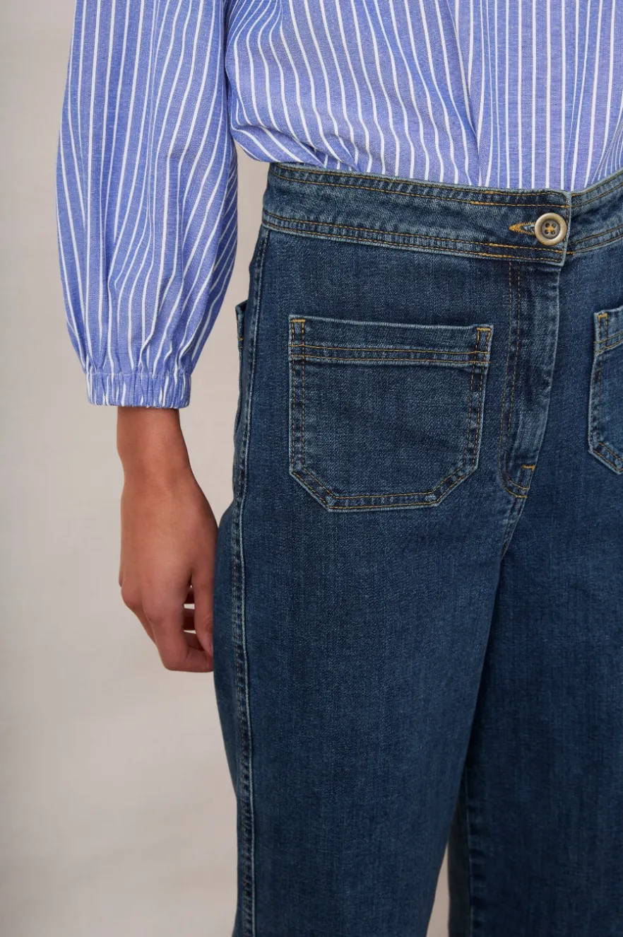 WYSE London Jeans-Allie Flare Cropped Jean - Rinse Wash