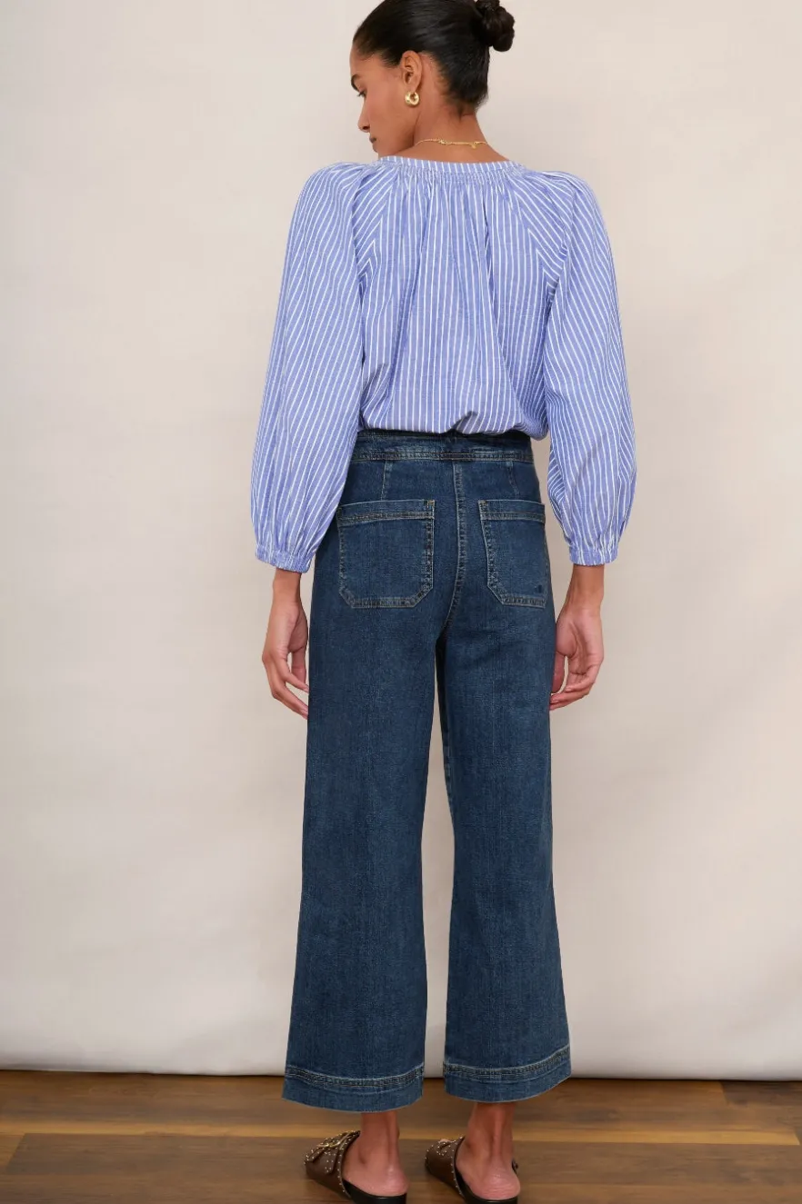 WYSE London Jeans-Allie Flare Cropped Jean - Rinse Wash