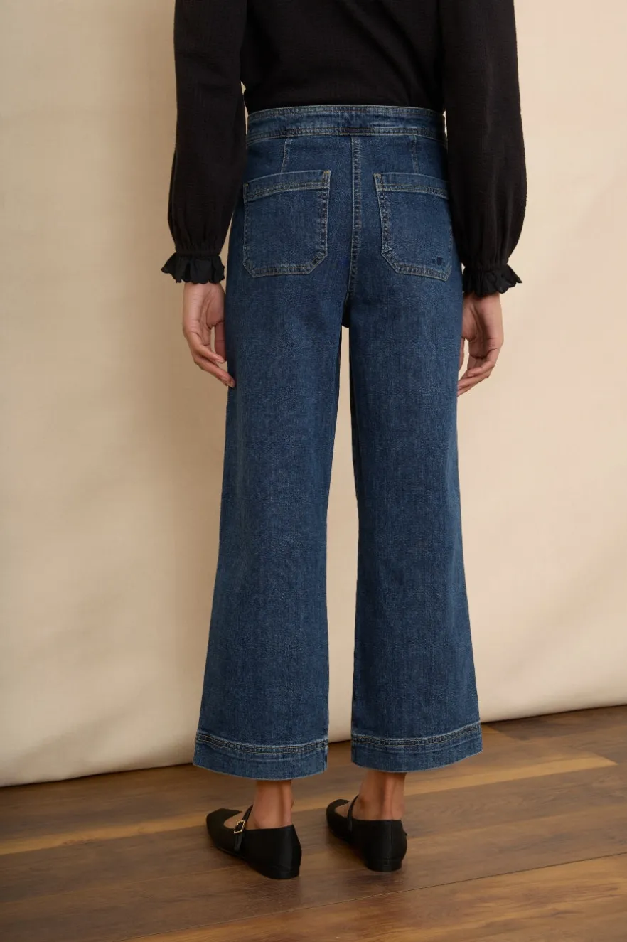 WYSE London Jeans-Allie Flare Cropped Jean - Rinse Wash