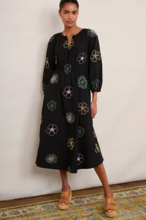 WYSE London Dresses & Jumpsuits-Amber Embroidered Dress - Black