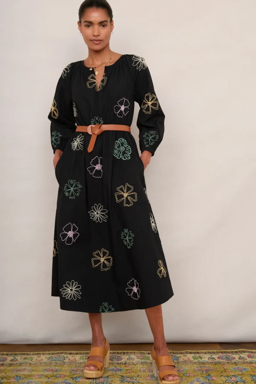 WYSE London Dresses & Jumpsuits-Amber Embroidered Dress - Black