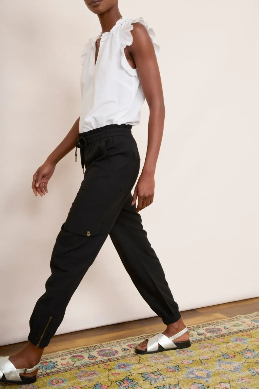 WYSE London Trousers-Aniyah Cargo Trouser - Black