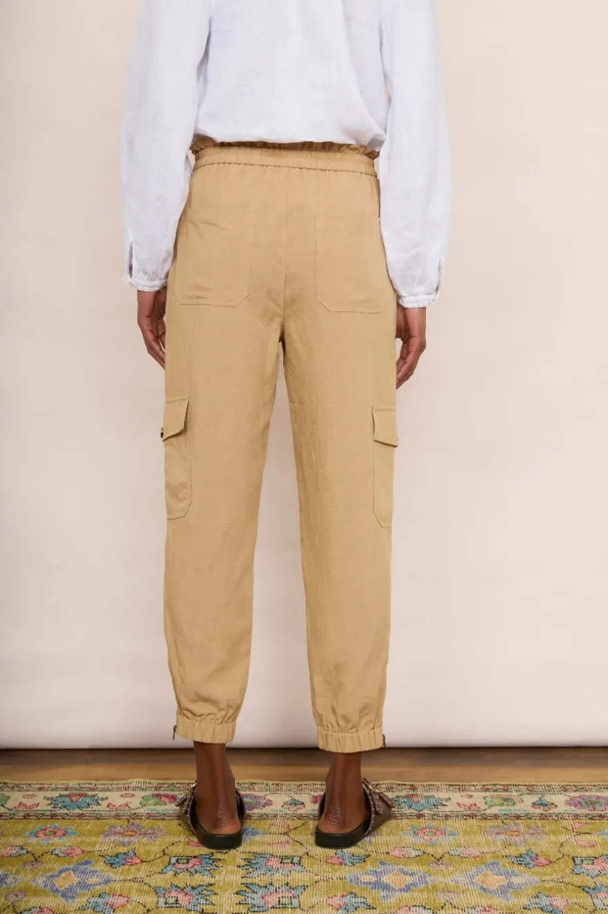 WYSE London Trousers-Aniyah Cargo Trouser - Tan