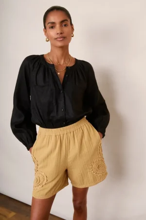 WYSE London Shorts-Annalee Double Gauze Short - Tan