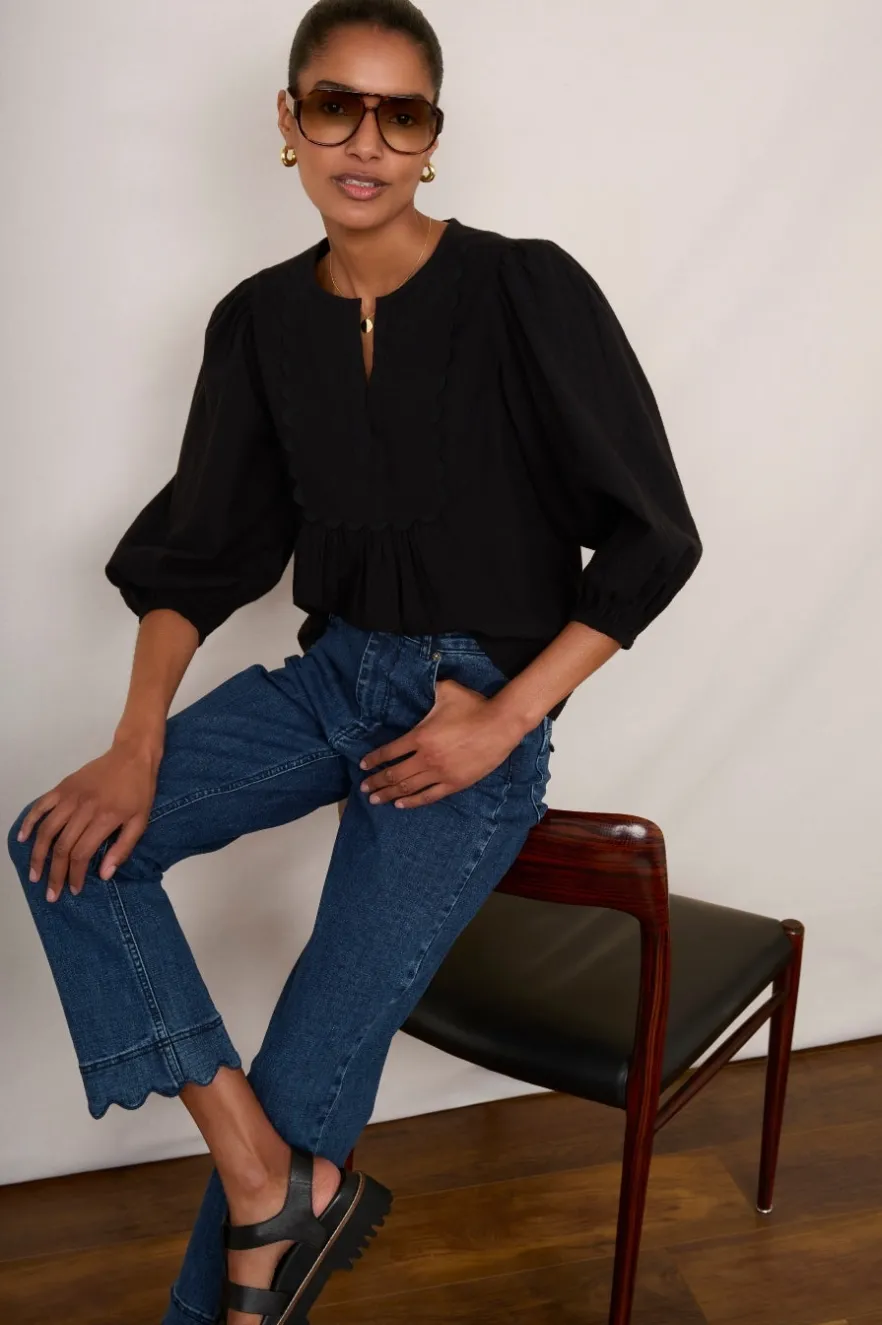 WYSE London Linen-Arlo Blouse - Black