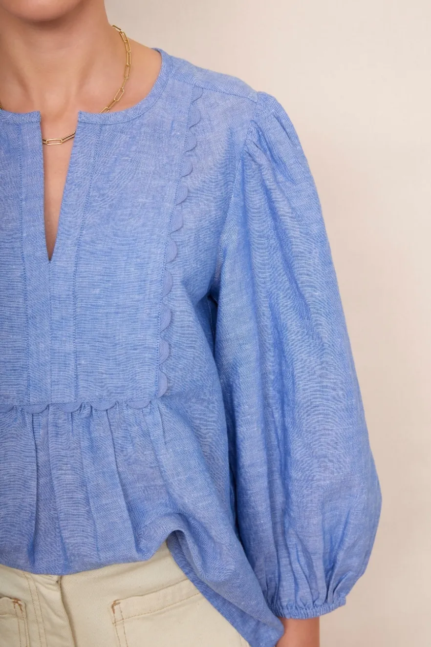 WYSE London Tops-Arlo Blouse - Blue