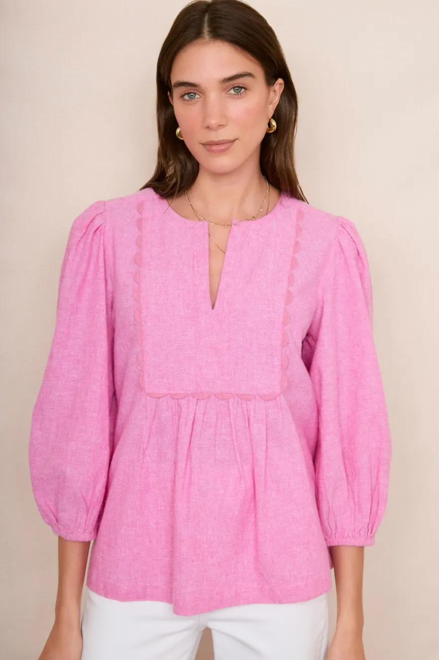 WYSE London Linen-Arlo Blouse - Pink