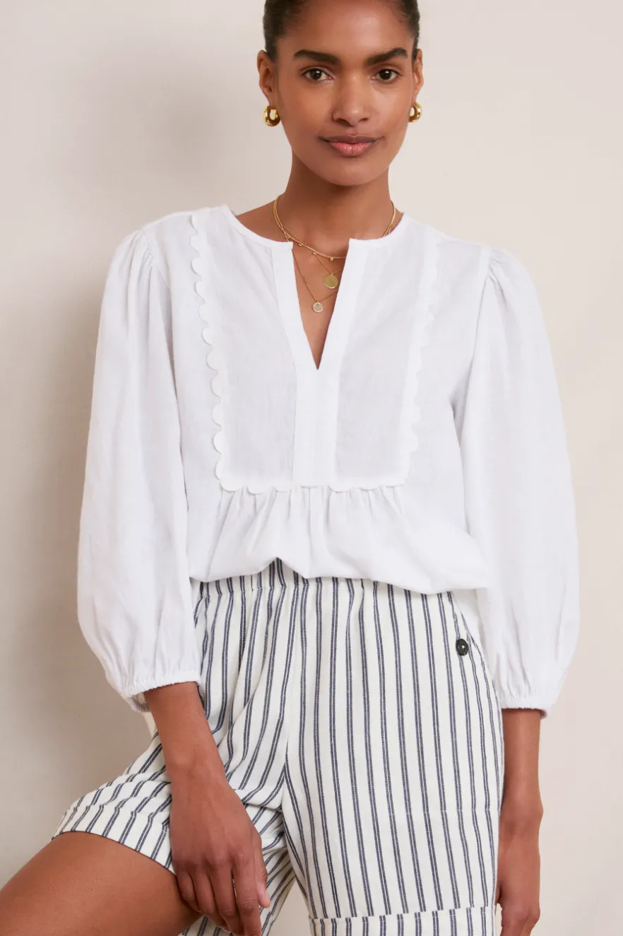 WYSE London Linen-Arlo Blouse - White