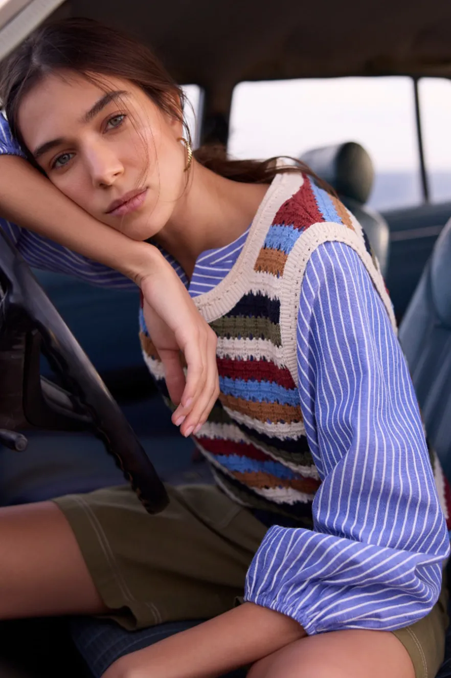 WYSE London Tops-Asa Textured Stripe Tank - Multi
