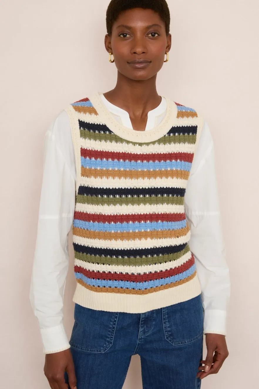 WYSE London Tops-Asa Textured Stripe Tank - Multi