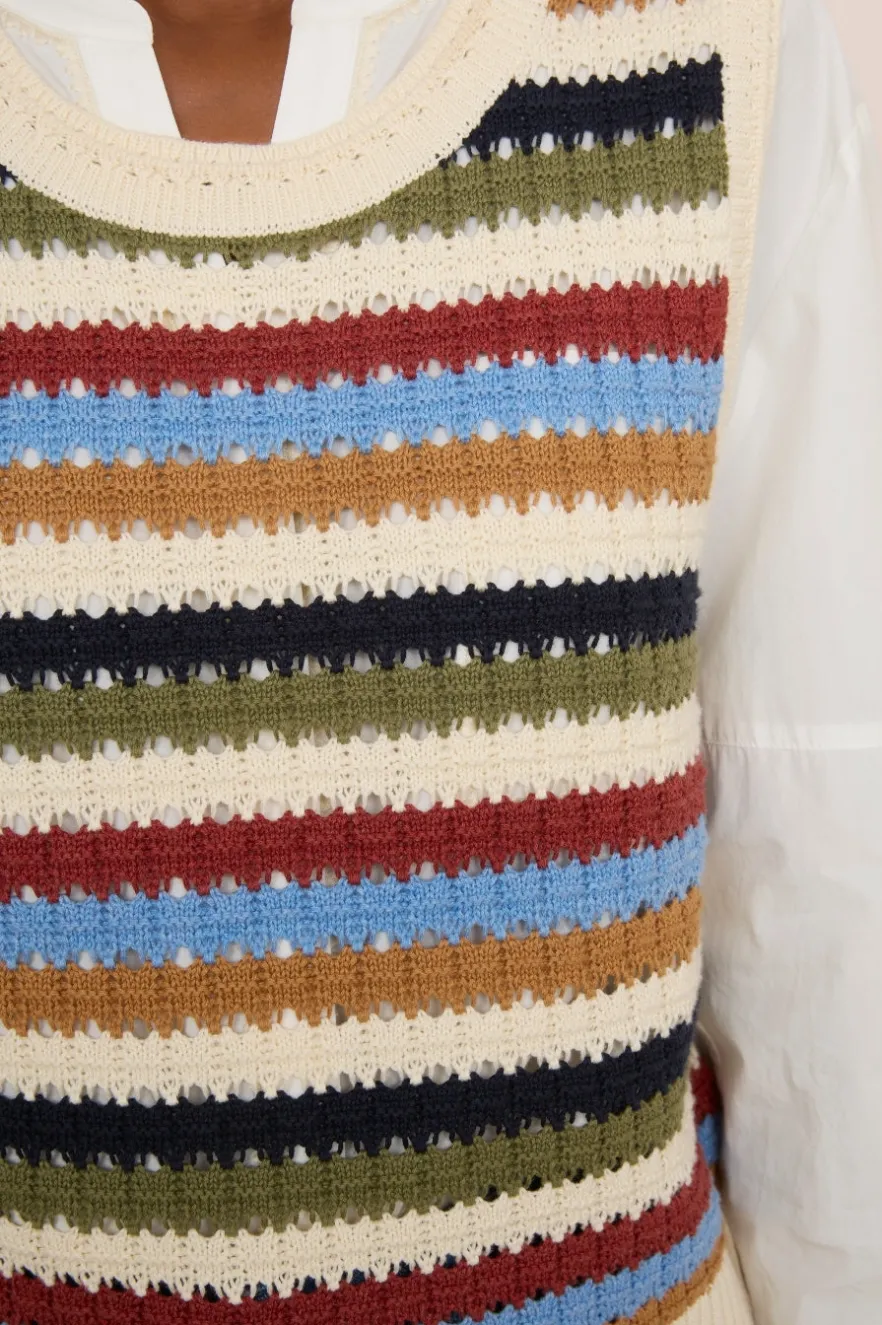 WYSE London Tops-Asa Textured Stripe Tank - Multi