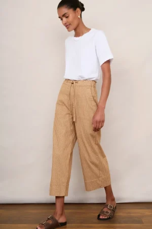 WYSE London Jeans-Astrid Stripe Jean - Tan/Ecru