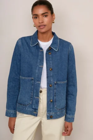 WYSE London Jackets & Outerwear-Aveline Denim Jacket - Mid Wash