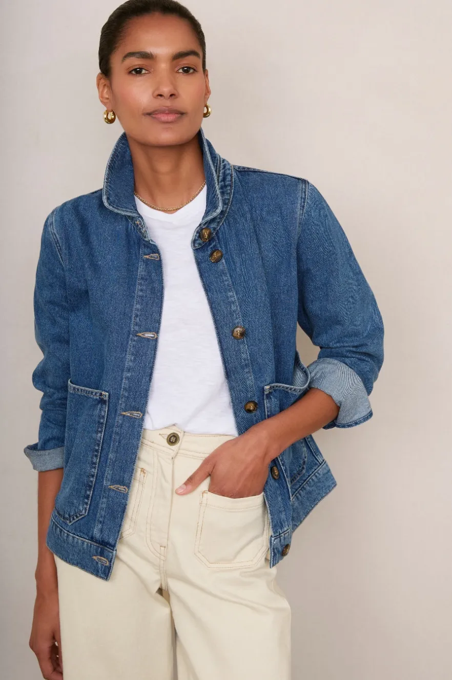 WYSE London Denim-Aveline Denim Jacket - Mid Wash