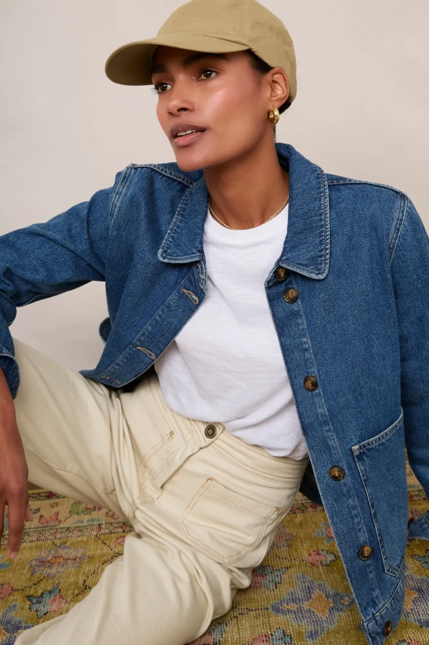 WYSE London Denim-Aveline Denim Jacket - Mid Wash