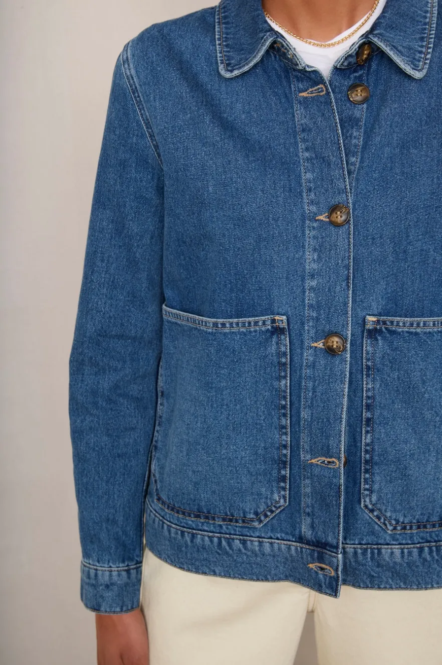 WYSE London Denim-Aveline Denim Jacket - Mid Wash