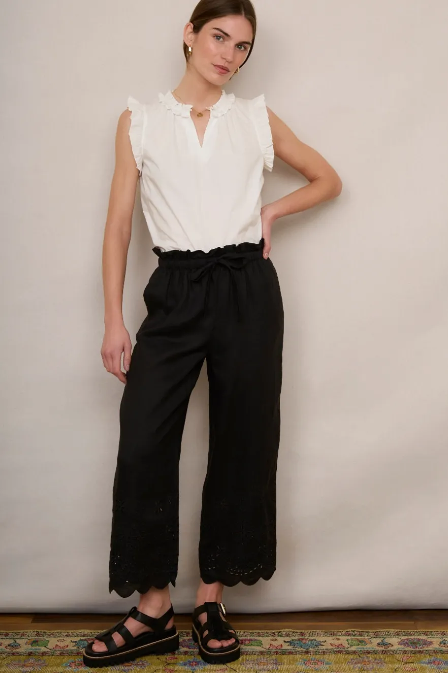 WYSE London Trousers-Beth Linen Trouser - Black