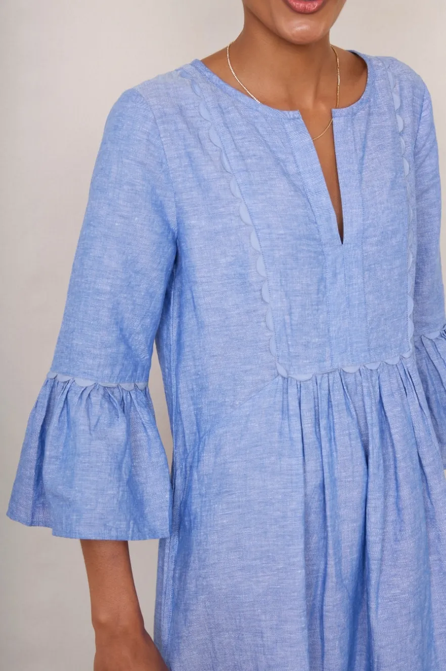 WYSE London Dresses & Jumpsuits-Billie Scallop Dress - Blue