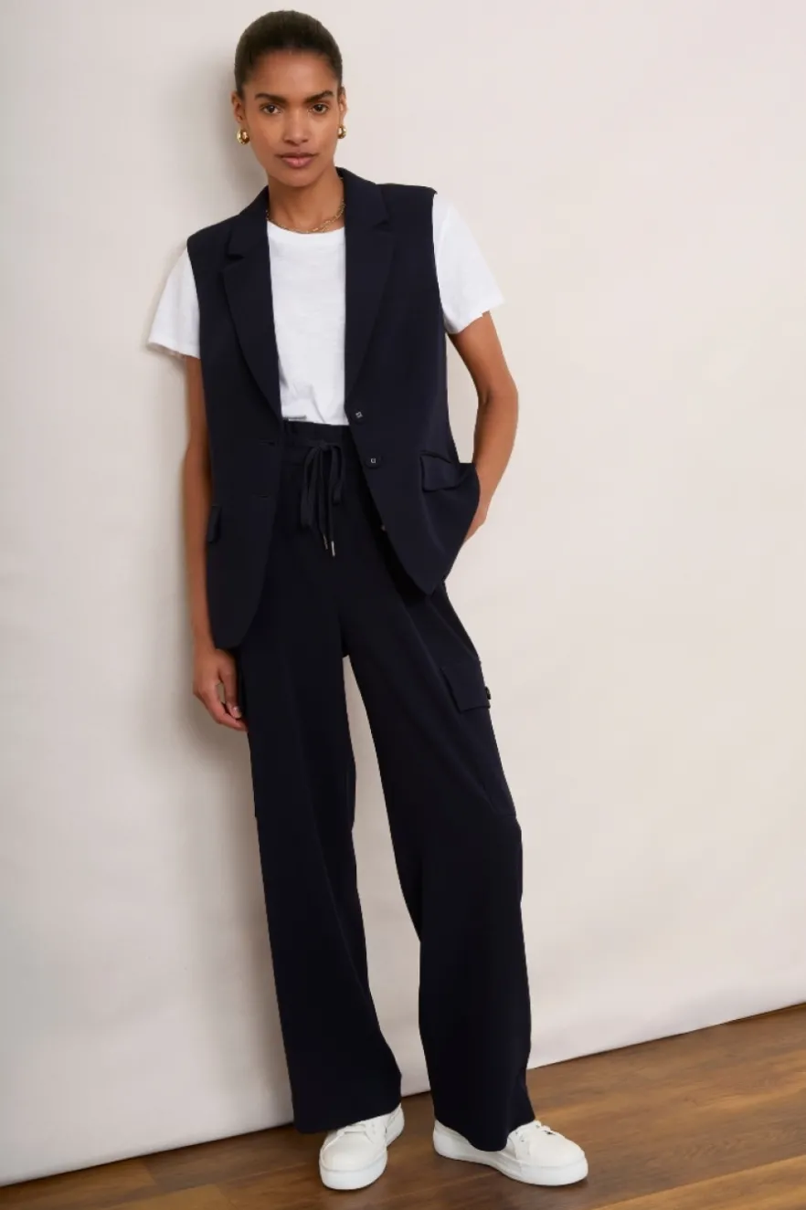 WYSE London Trousers-Carlotta Wide Leg Trouser - Midnight