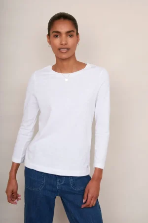 WYSE London Tops-Celina 3/4 Sleeve Crew Tee - White