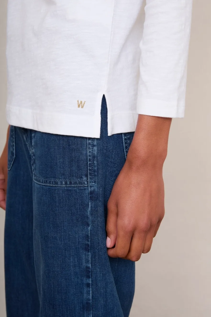 WYSE London Tops-Celina 3/4 Sleeve Crew Tee - White