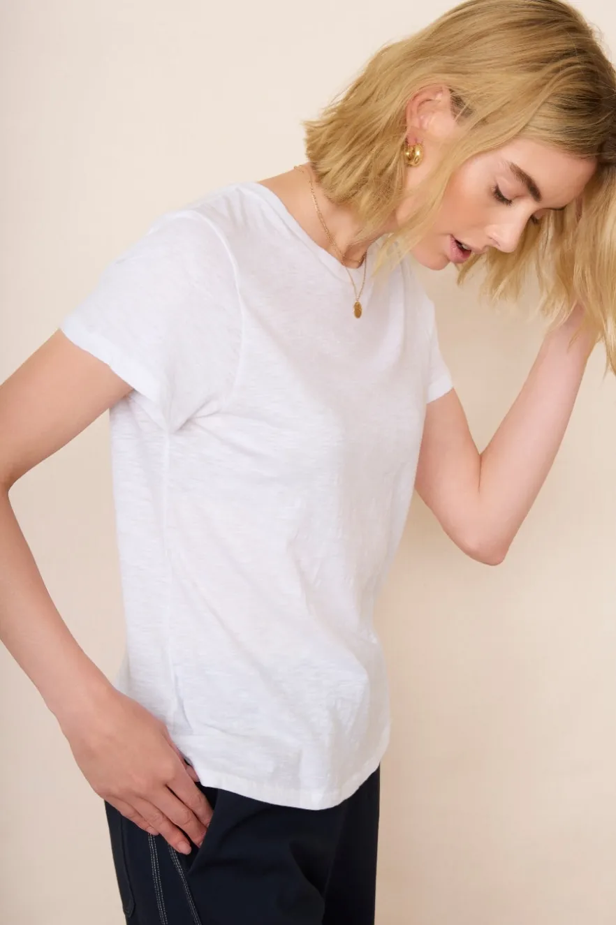 WYSE London Tops-Celina Crew Neck Tee - White