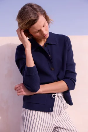 WYSE London Jackets & Outerwear-Cressida Knitted Jacket - Midnight