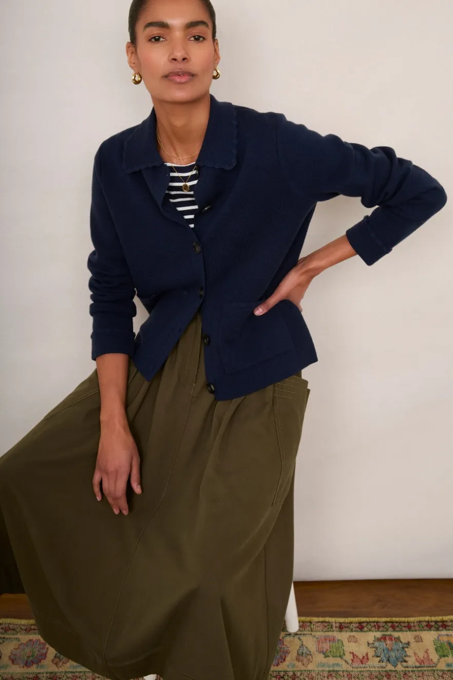 WYSE London Jackets & Outerwear-Cressida Knitted Jacket - Midnight
