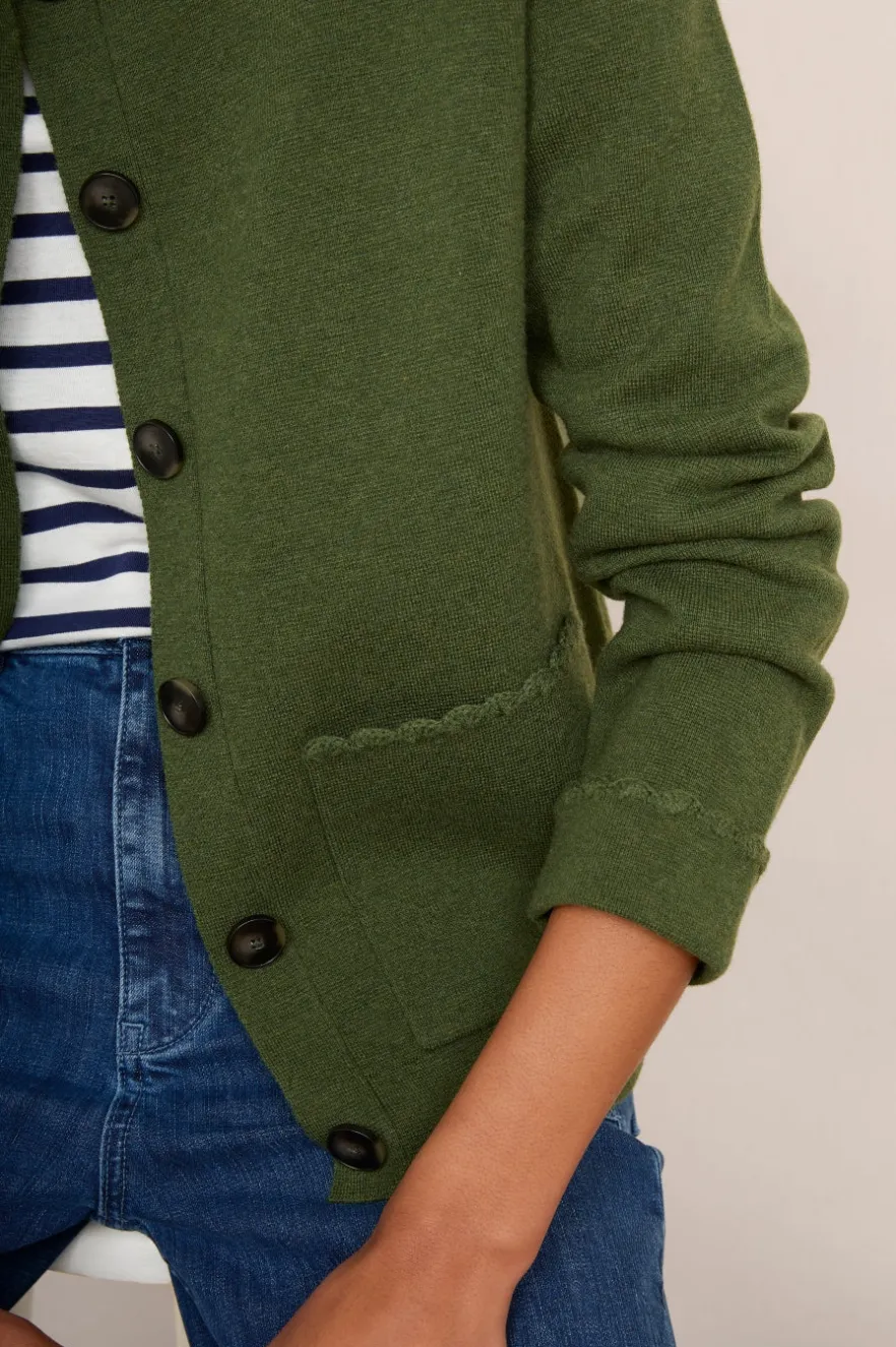 WYSE London Jackets & Outerwear-Cressida Knitted Jacket - Moss Green