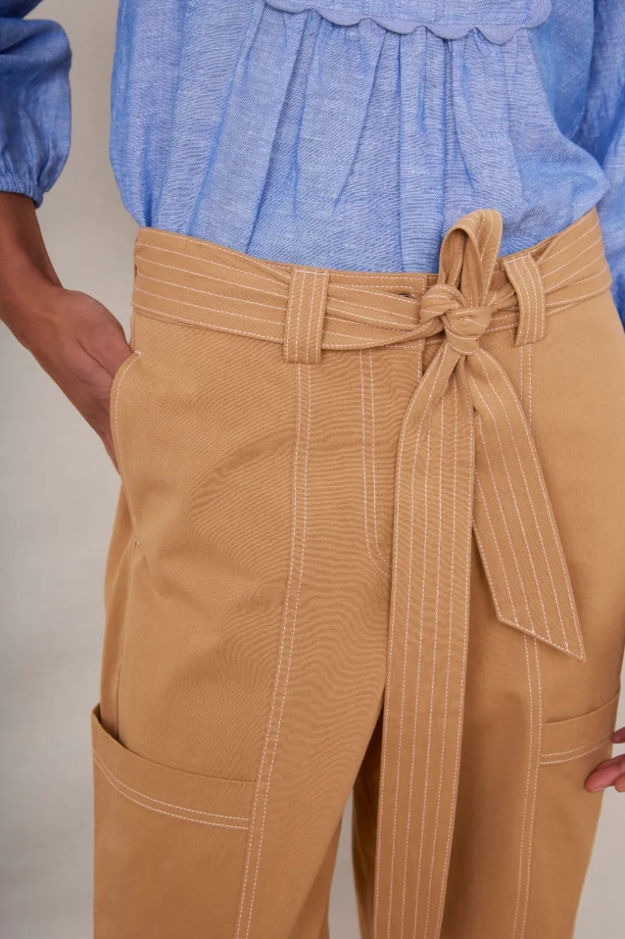 WYSE London Trousers-Dee Cargo Trouser - Tan