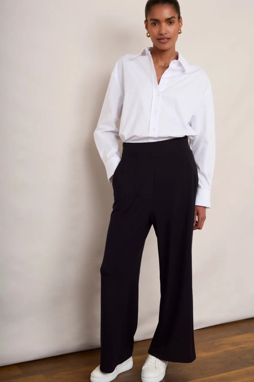 WYSE London Trousers-Delphine Pull On Trouser - Black