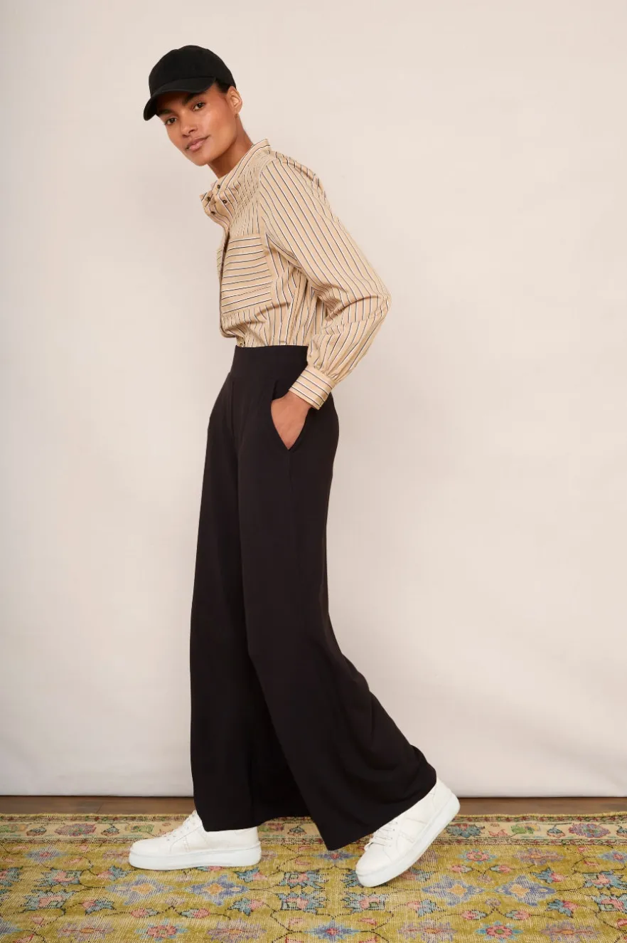 WYSE London Trousers-Delphine Pull On Trouser - Black