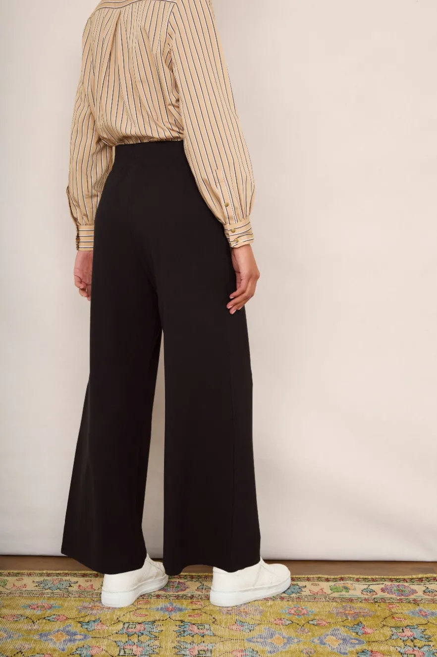WYSE London Trousers-Delphine Pull On Trouser - Black