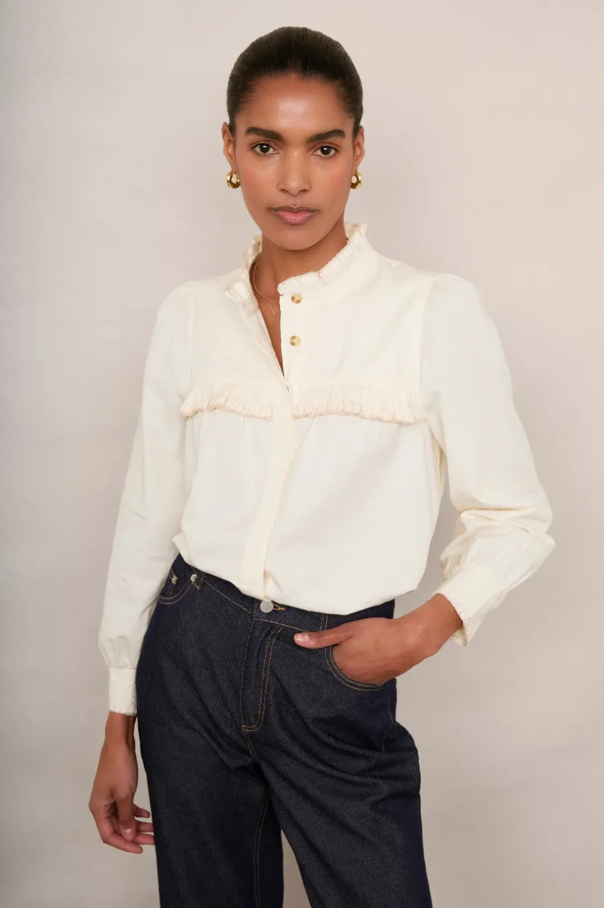 WYSE London Tops-Devyn Shirt - Ecru