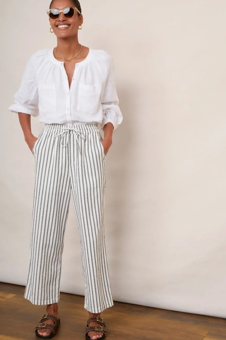 WYSE London Longer Lengths-Everly Stripe Trousers - Blue/Ivory