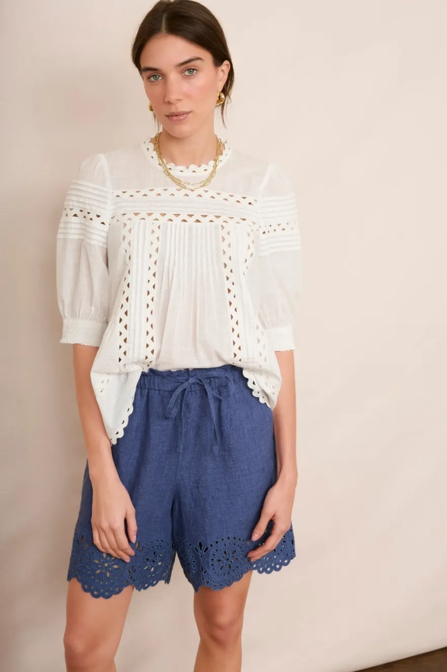 WYSE London Shorts-Faria Linen Short - Denim Blue