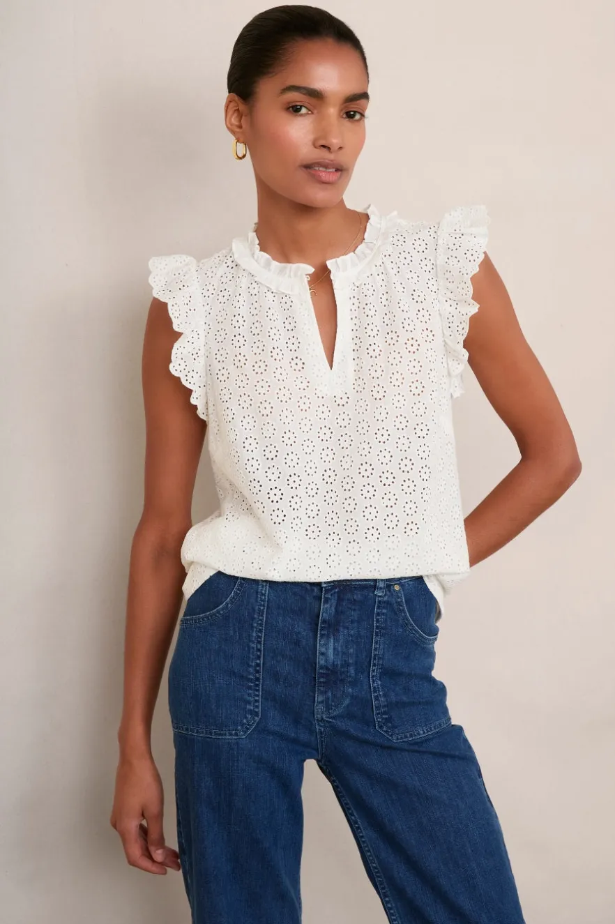 WYSE London Tops-Felicity Top - White Broderie