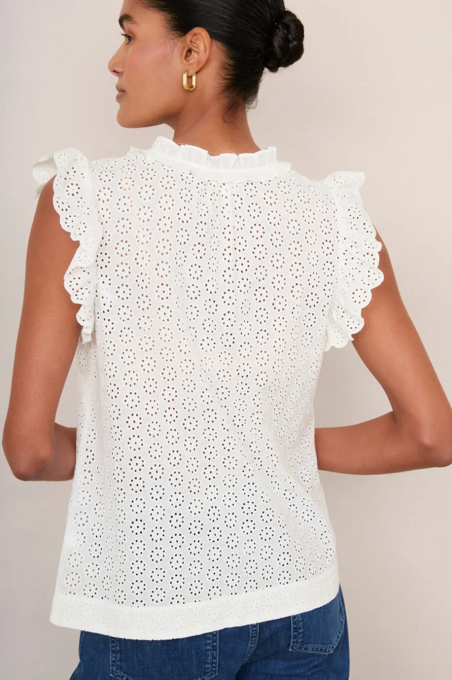 WYSE London Tops-Felicity Top - White Broderie