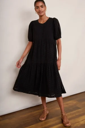 WYSE London Longer Lengths-Fleurice Broderie Dress - Black