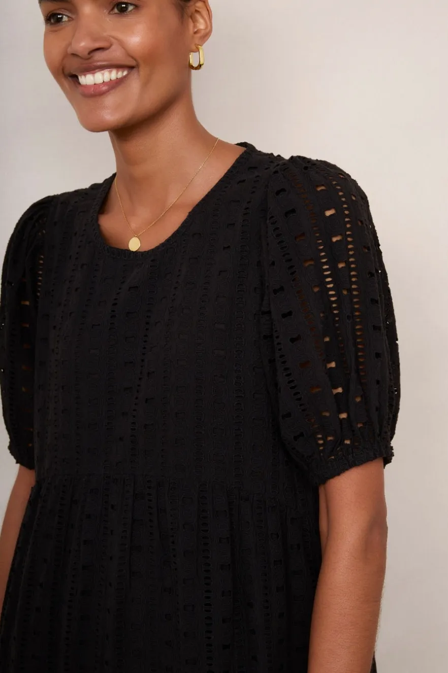 WYSE London Longer Lengths-Fleurice Broderie Dress - Black