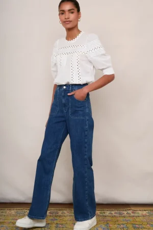WYSE London Denim-Flossie Carpenter Flare Jean - Mid Wash