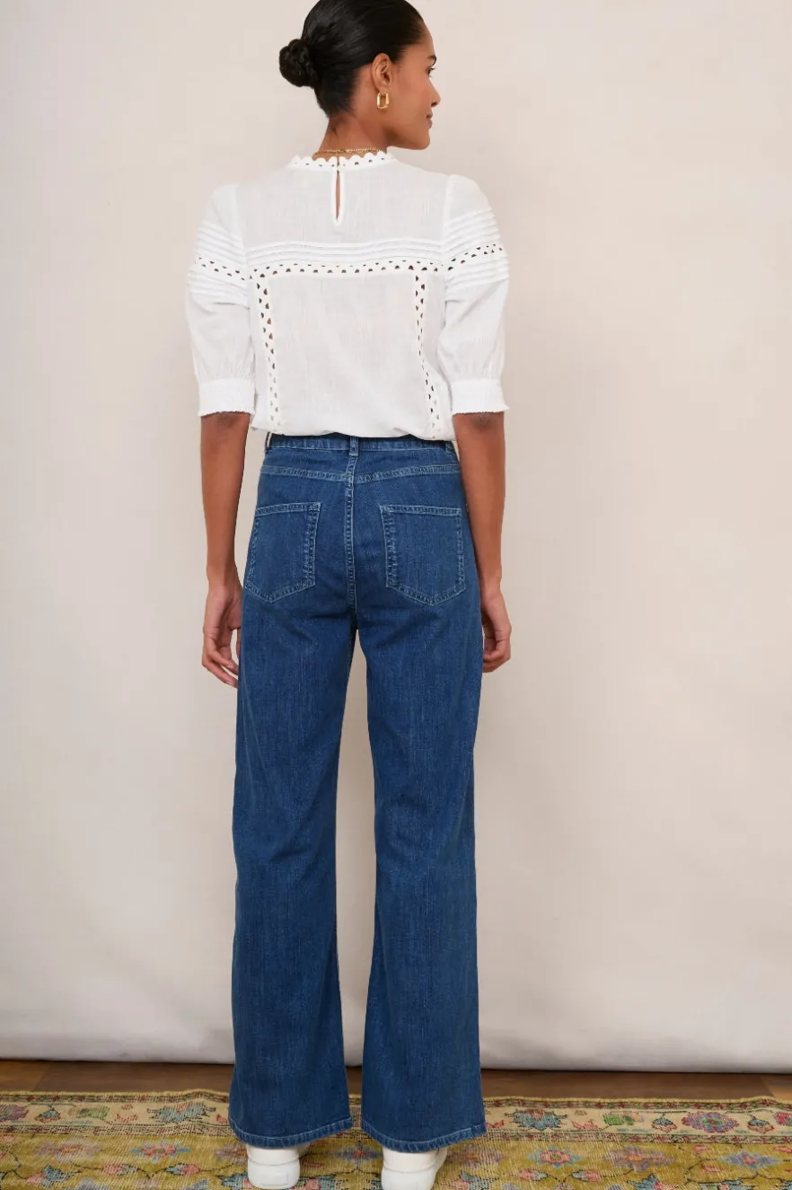 WYSE London Jeans-Flossie Carpenter Flare Jean - Mid Wash