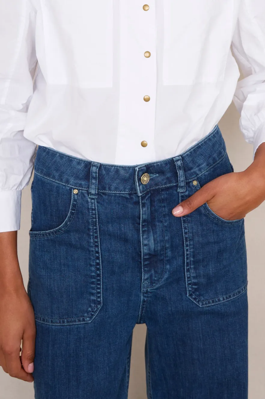 WYSE London Denim-Flossie Carpenter Flare Jean - Mid Wash