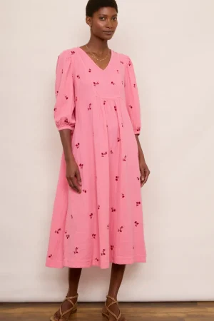 WYSE London Longer Lengths-Hana Embroidered Dress - Pink